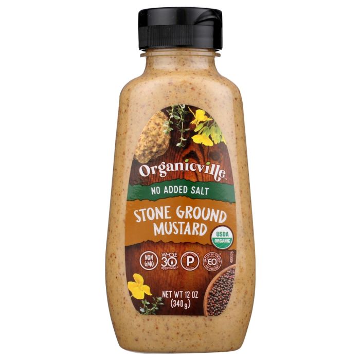 ORGANICVILLE: No Added Salt Stone Ground Mustard, 12 oz