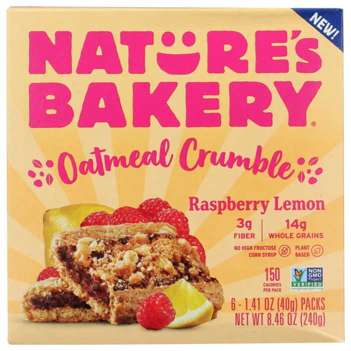 NATURE'S BAKERY: Raspberry Lemon Oatmeal Crumble Bar 6pc, 8.46 oz