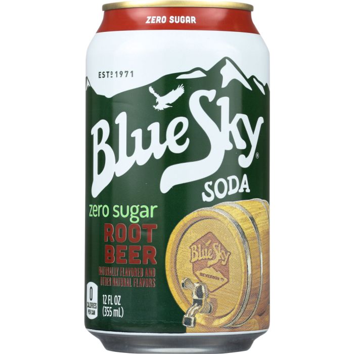 BLUE SKY: Zero Sugar Soda Root Beer 6-12oz, 72 oz