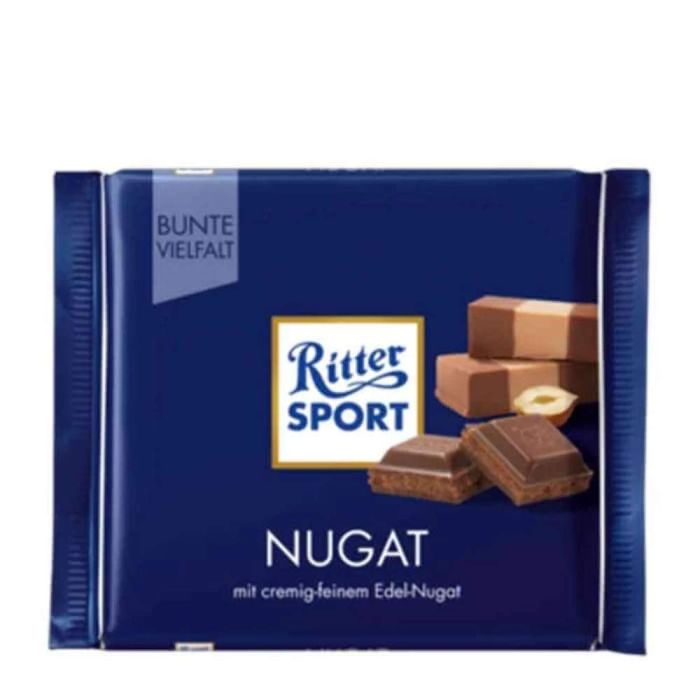 RITTER SPORT: Milk Chocolate Bar with Nougat Praline Filling, 3.5 oz