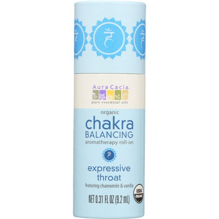 AURA CACIA: Chakra Balancing Aromatherapy Roll On Expressive Throat, 0.31 oz