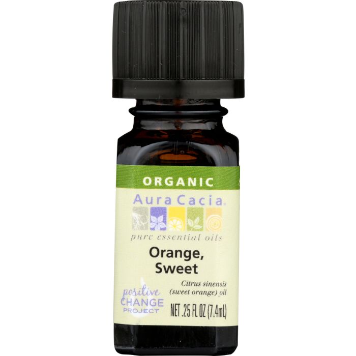 AURA CACIA: Organic Orange Sweet Essential Oil, 0.25 oz