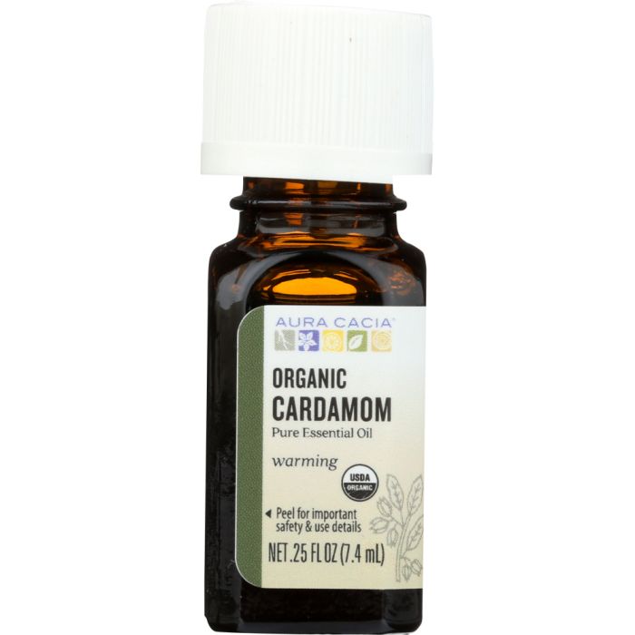 AURA CACIA: Organic Cardamom Pure Essential Oil, 0.25 oz