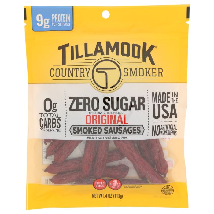 TILLAMOOK COUNTRY SMOKER: Zero Sugar Smoked Sausages Original, 4 oz