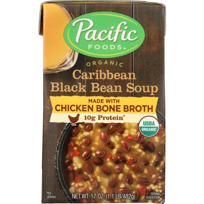 PACIFIC FOODS: Soup Caribbean Bean Bone Broth Organic, 17 oz