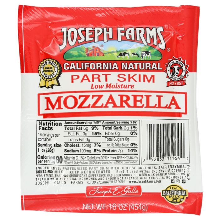 JOSEPH FARMS: Part Skim Mozzarella Balls, 1 lb