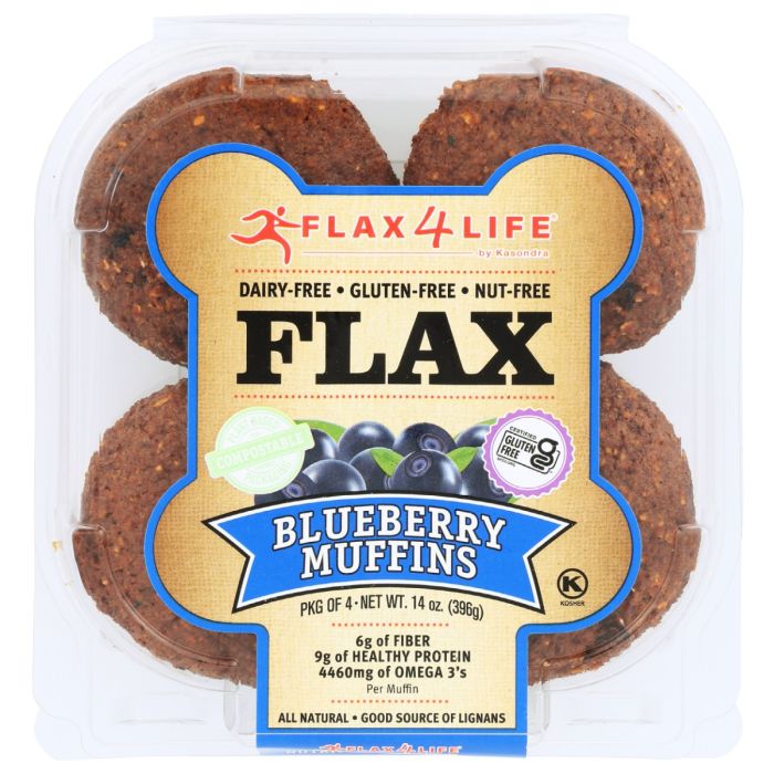 FLAX4LIFE: Wild Blueberry Flax Muffins, 14 oz