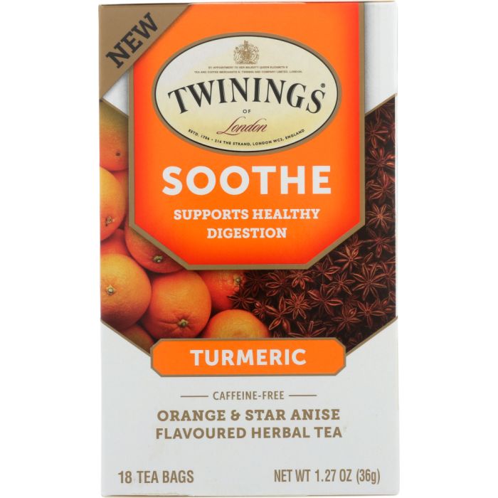 TWINING TEA: Soothe Orange & Star Anise Herbal Tea with Turmeric, 18 bg