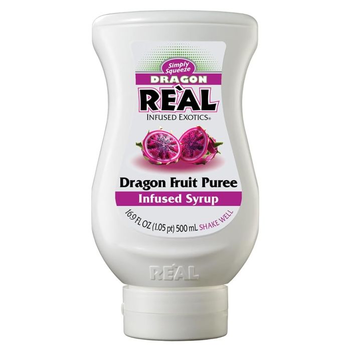 RE'AL INFUSED EXOTICS: Dragon Fruit Puree Infused Syrup, 16.9 fo