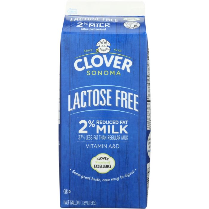 CLOVER SONOMA: Lactose Free 2 Percent Reduced Fat Milk, 64 fo