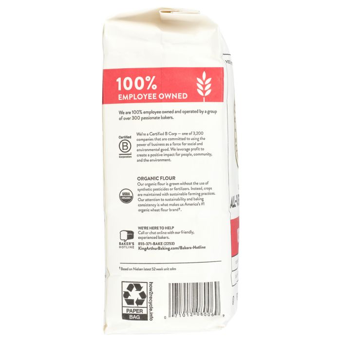 KING ARTHUR FLOUR: Organic Unbleached All Purpose Flour, 5 lbs