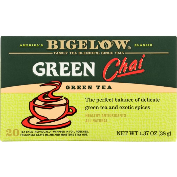 BIGELOW: Green Chai Green Tea Healthy Antioxidants 20 Tea Bags, 1.37 oz
