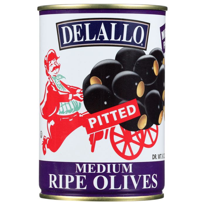 DELALLO: Olive Black Pitted Medium, 6 oz