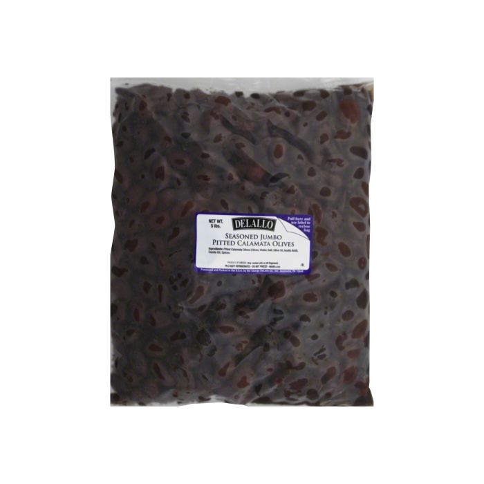 DELALLO: Jumbo Seasoned Pitted Calamata Olives, 5 lb