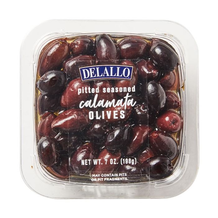 DELALLO: Pitted Seasoned Jumbo Calamata Olives, 7 oz