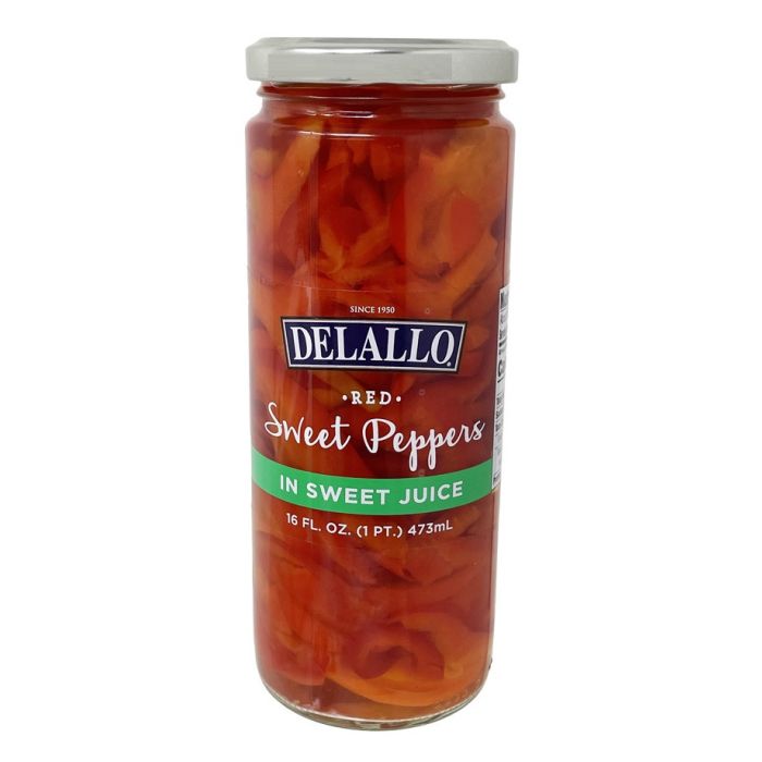 DELALLO: Red Sweet Peppers Strips, 16 oz