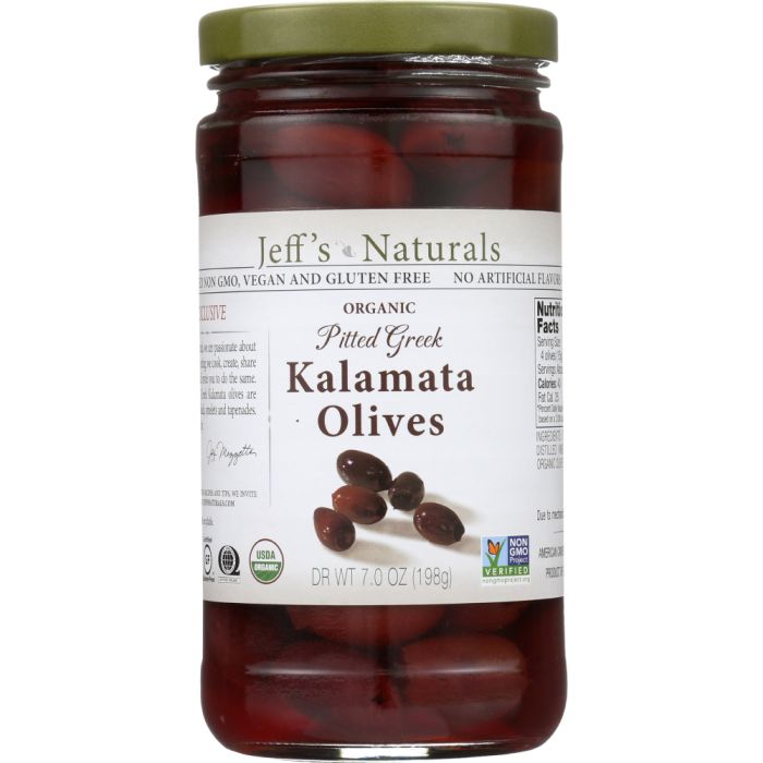 JEFF'S NATURALS: Organic Pitted Whole Greek Kalamata Olives, 7 oz