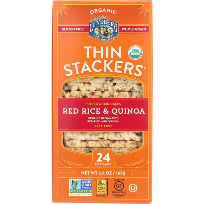 LUNDBERG: Rice Cakes Thin Stackers Red Rice & Quinoa, 5.9 oz