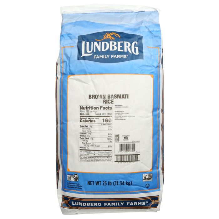 LUNDBERG: Organic Brown Basmati Rice, 25 lb
