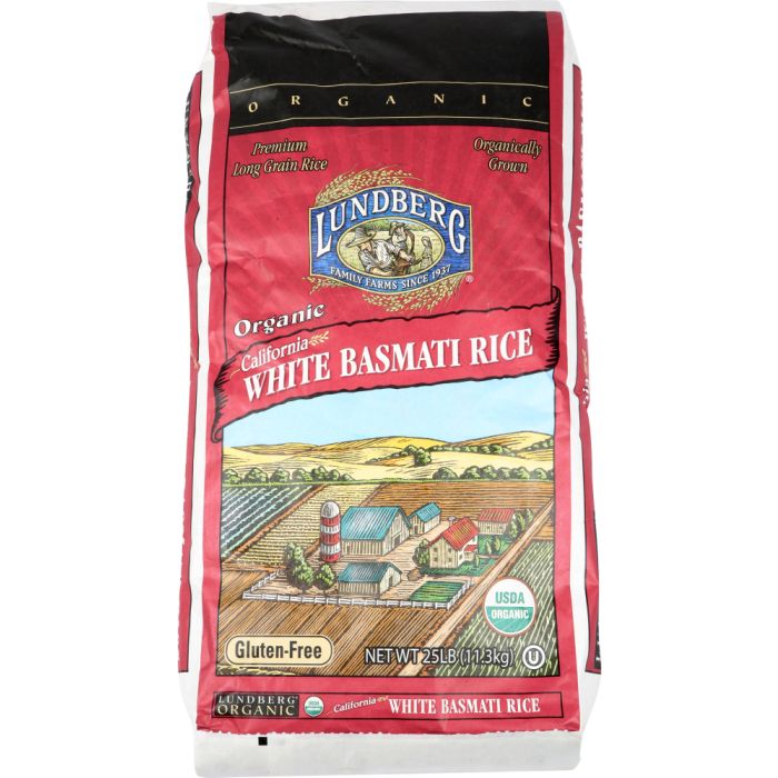 LUNDBERG: Rice White Basmati Organic, 25 lb