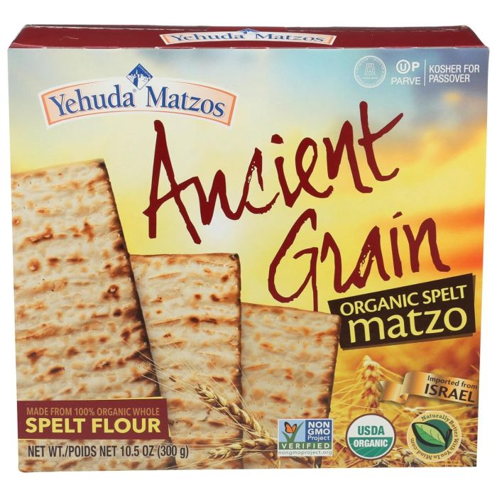 YEHUDA: Ancient Grain Organic Spelt Matzo, 10.5 oz