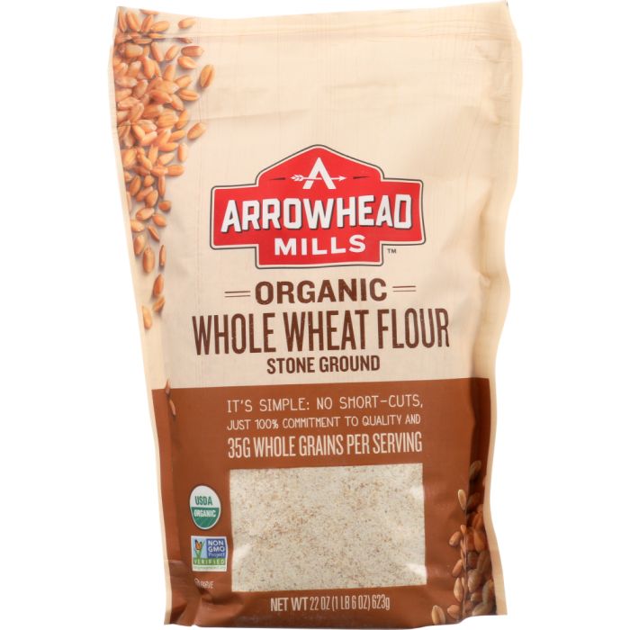 ARROWHEAD MILLS: Organic Stone Ground Whole Wheat Flour, 22 oz