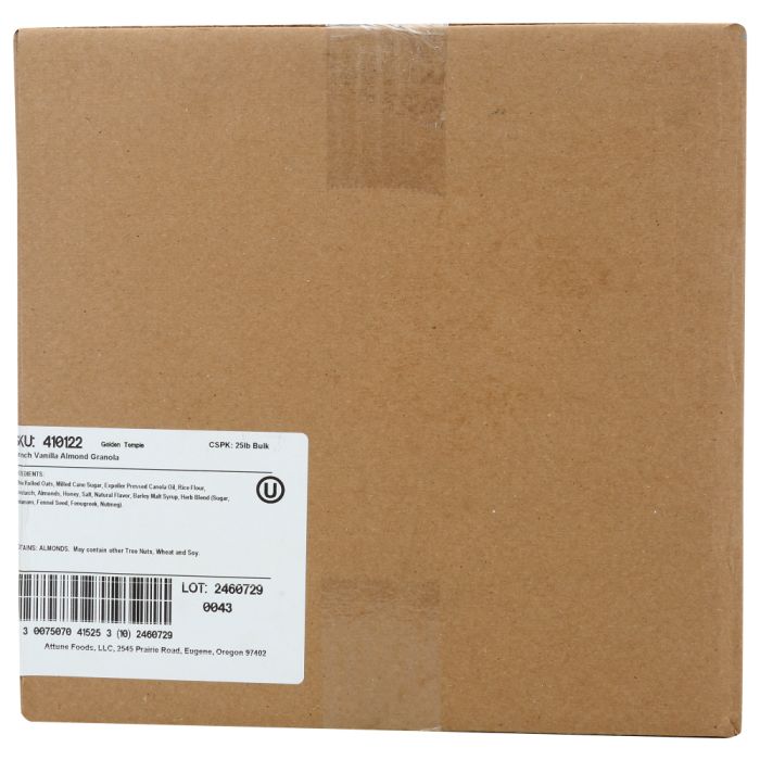 GOLDEN TEMPLE: Natural French Vanilla Almond Granola, 25 Lb