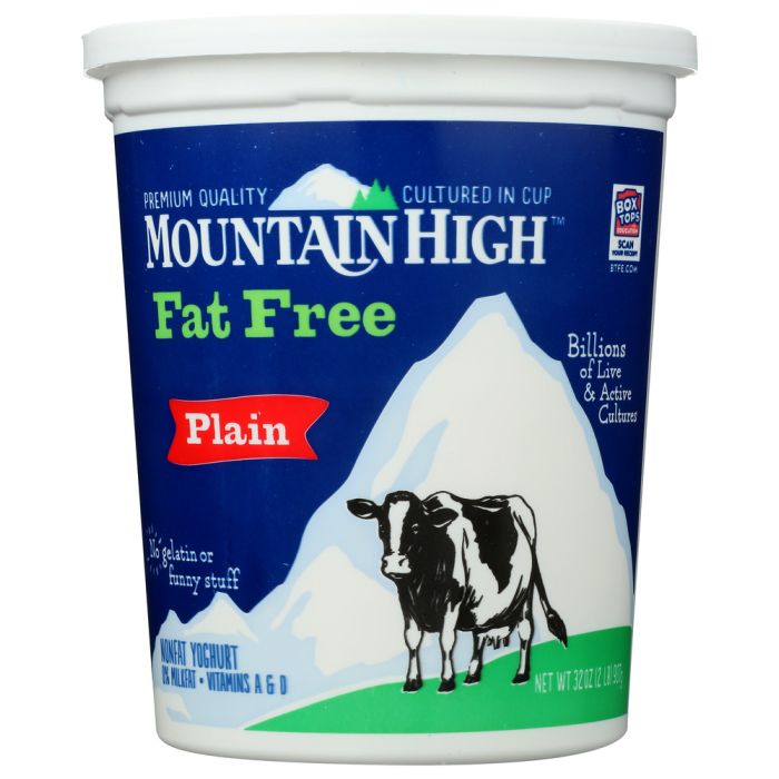 MOUNTAIN HIGH: Fat Free Plain Yoghurt, 32 oz