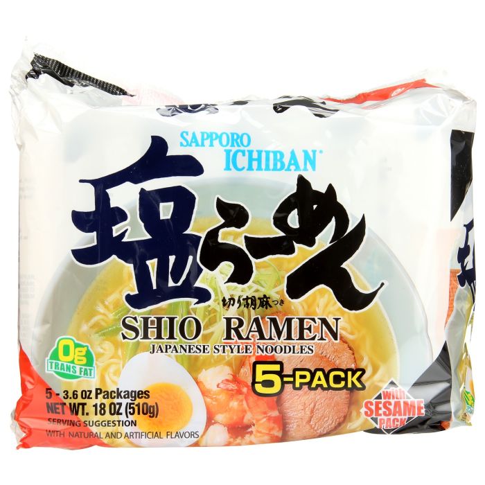 SAPPORO: Shio Ramen Pack of 5, 17.5 oz