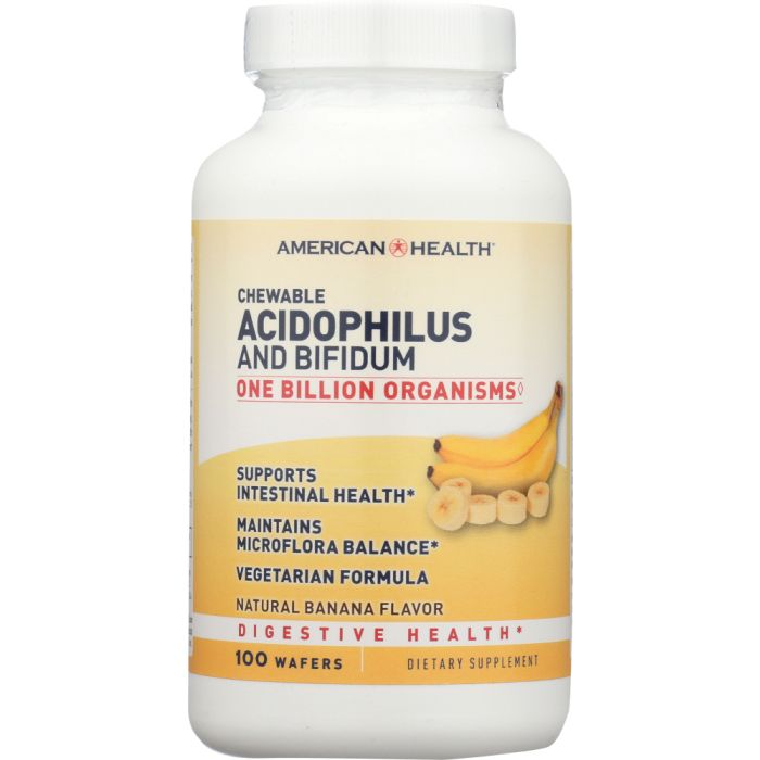 AMERICAN HEALTH: Probiotics Acidophilus and Bifidus Chewable Banana Flavor, 100 Wafers