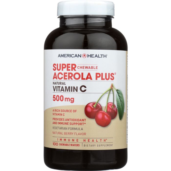 AMERICAN HEALTH: Super Acerola Plus Natural Vitamin C Chewable Berry 500 mg, 100 Count