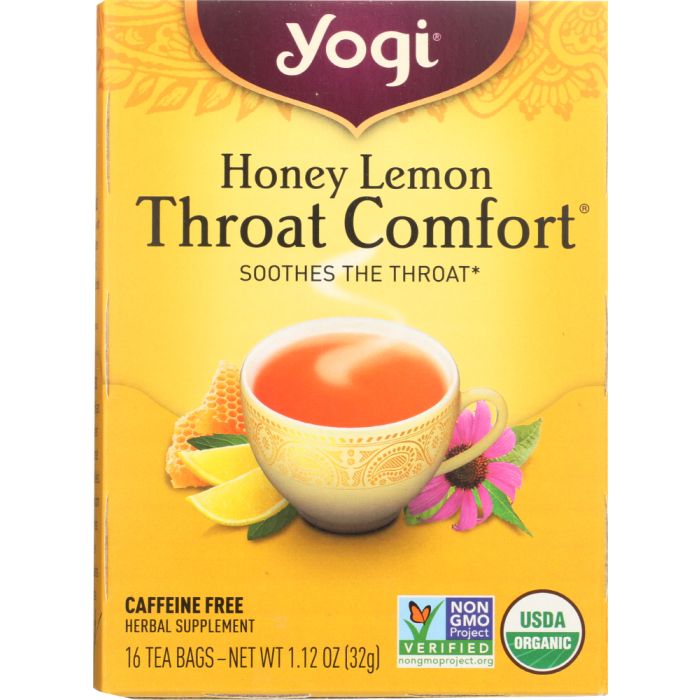 YOGI TEAS: Herbal Tea Honey Lemon Throat Comfort, 16 Tea Bags