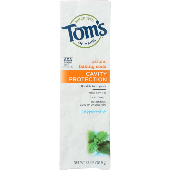 TOMS OF MAINE: Baking Soda Cavity Protection Fluoride Toothpaste Peppermint, 5.5 Oz