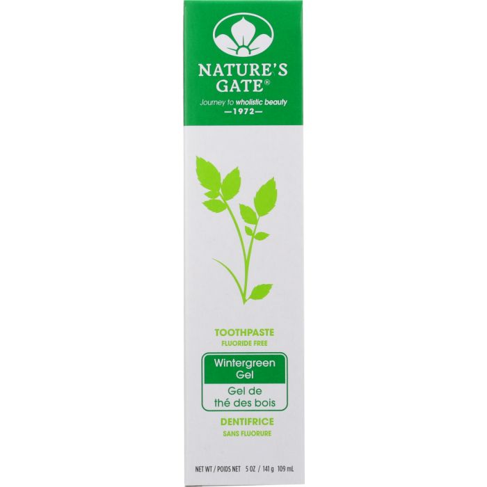 NATURES GATE: Toothpaste Fluoride Free Wintergreen Gel, 5 oz