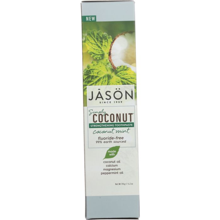 JASON: Toothpaste Simply Coconut Strengthening Mint Fluoride Free, 4.2 oz