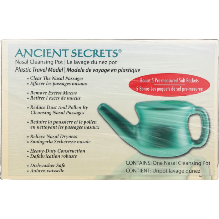 ANCIENT SECRETS: Plastic Travel Nasal Cleansing Pot, 1 ea