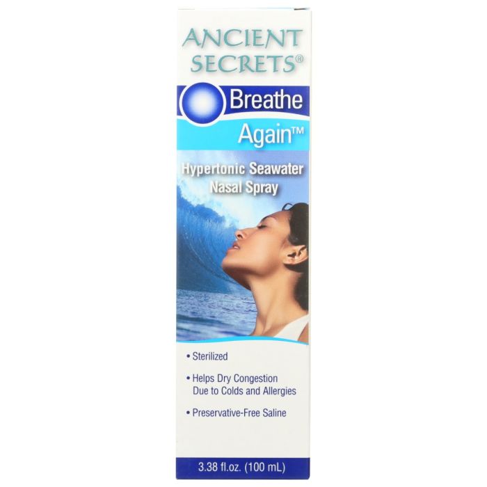 ANCIENT SECRETS: Nasal Spray Breathe Again, 3.38 oz