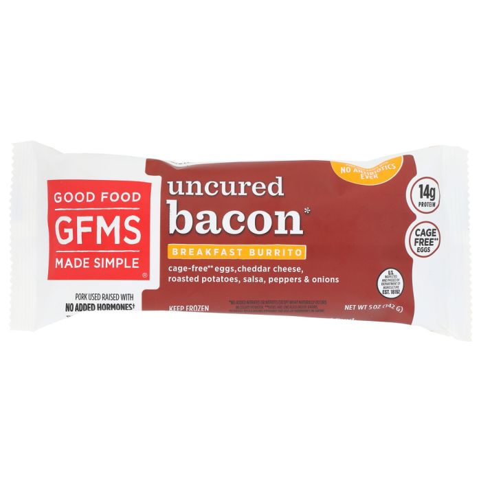 GOOD FOOD MADE SIMPLE: Uncured Bacon Breakfast Burrito, 5 oz