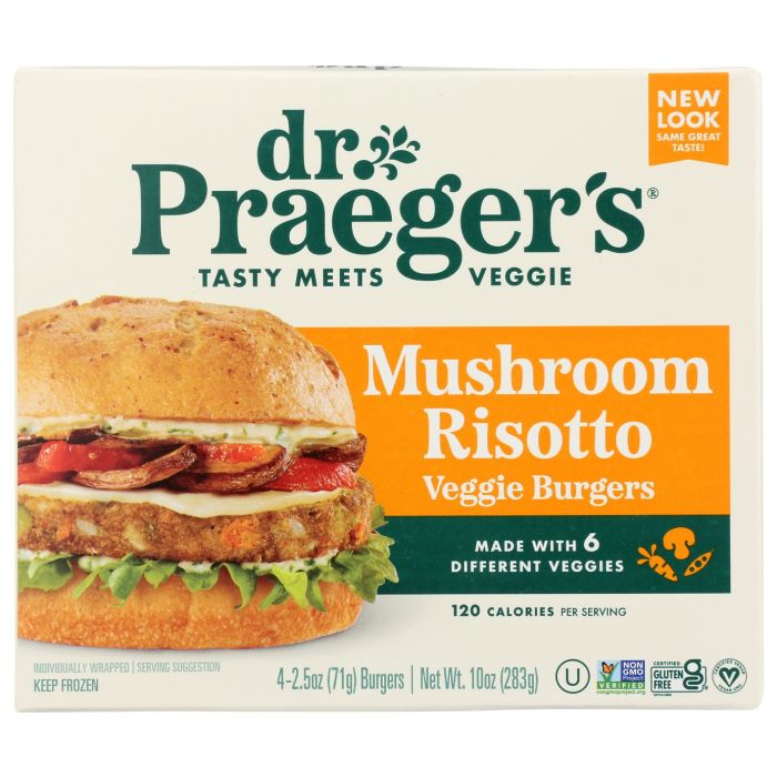 DR PRAEGER: Mushroom Risotto Veggie Burgers, 10 oz