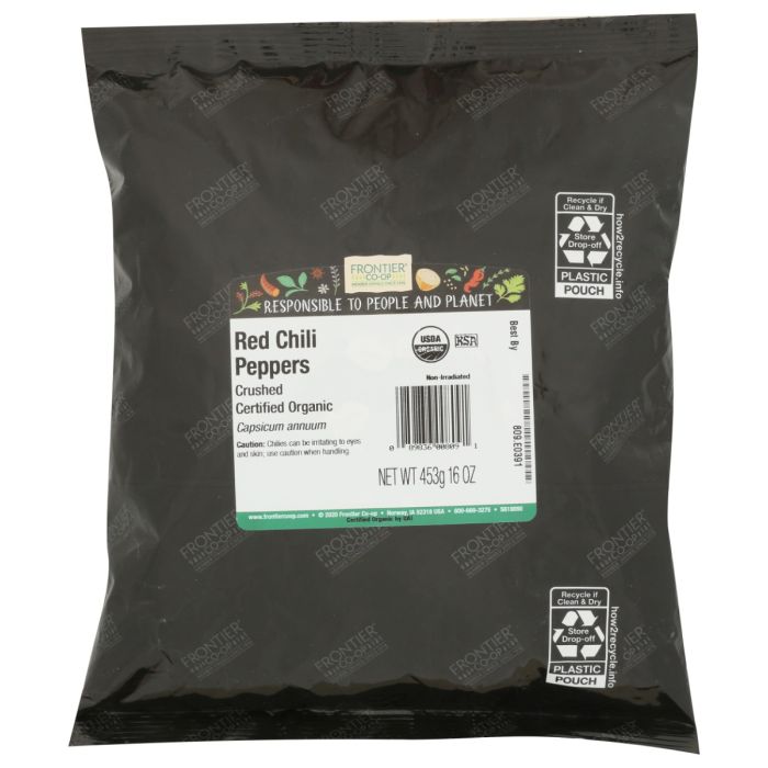 FRONTIER HERB: Organic Red Chili Peppers Crushed, 16 oz