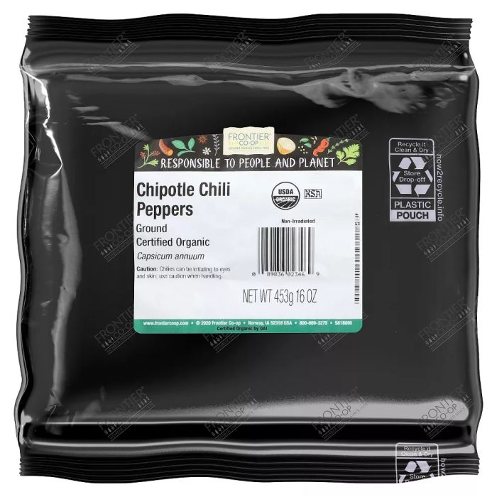 FRONTIER BULK: Organic Ground Chipotle Chili Peppers, 16 oz