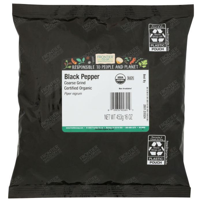 FRONTIER HERB: Organic Black Pepper, 16 oz