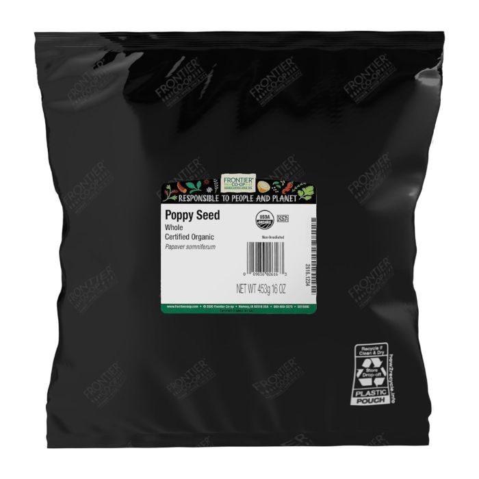 FRONTIER BULK: Organic Whole Poppy Seed, 16 oz