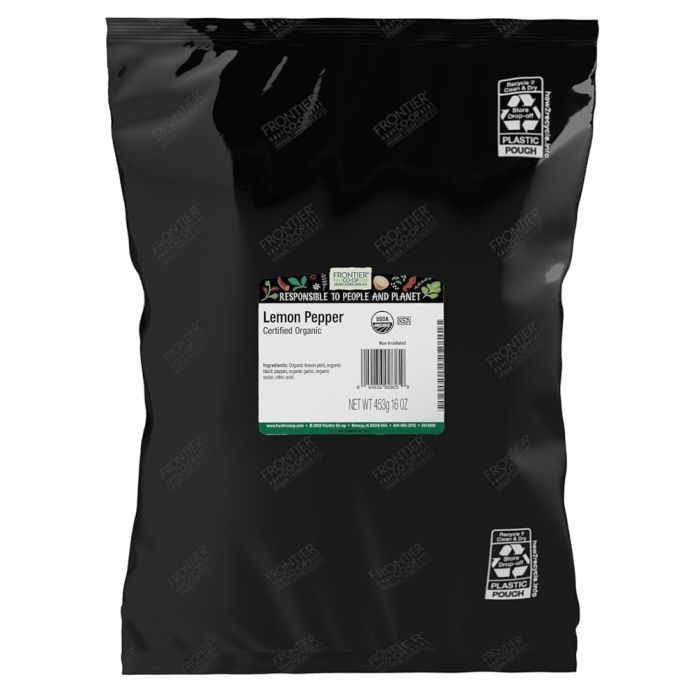 FRONTIER BULK: Organic Lemon Pepper, 16 oz