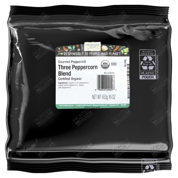 FRONTIER BULK: Organic Three Peppercorn Blend, 16 oz