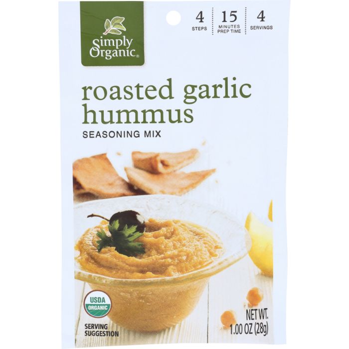 SIMPLY ORGANIC: Roasted Garlic Hummus Seasoning Mix, 1 oz