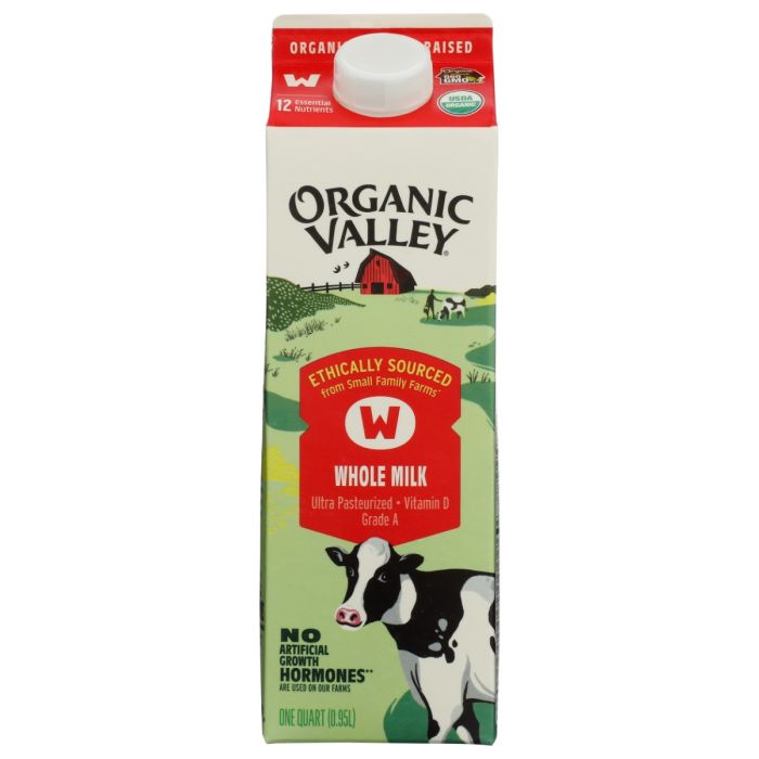 ORGANIC VALLEY: Ultra Pasteurized Whole Milk, 32 oz