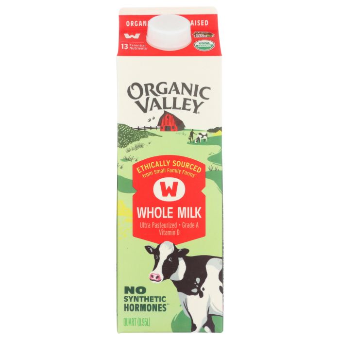 ORGANIC VALLEY: Ultra Pasteurized Whole Milk, 32 oz