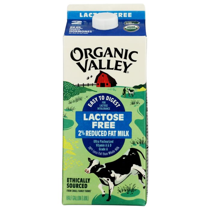 ORGANIC VALLEY: Lactose-Free Reduced Fat 2% Ultra Pasteurized Milk, 64 oz