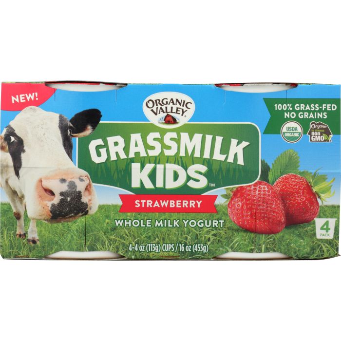 ORGANIC VALLEY: Yogurt Kids Strawberry Cups Pack of 4, 16 oz